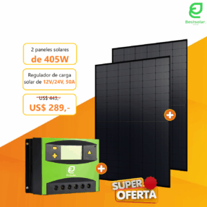 Kit Solar de 2x 405W más regulador de carga de 24V 50A