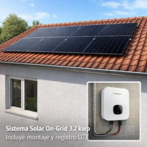 Sistema Solar On-Grid 3,2 kWp – Instalación Profesional + Registro UTE