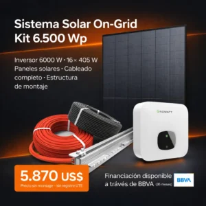 Sistema Solar On-Grid Kit 6,5 kWp – Autoinstalación